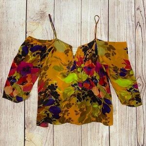 NICOLE MILLER Yellow Colder Shoulder Top